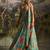 teal floral umbrella lehenga with corset blouse & dupatta