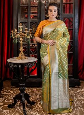multicolor woven silk blend blend zari woven all seasons sarees 5