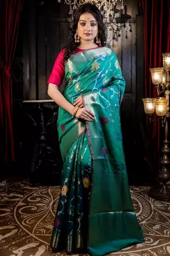 multicolor woven silk blend blend zari woven all seasons sarees