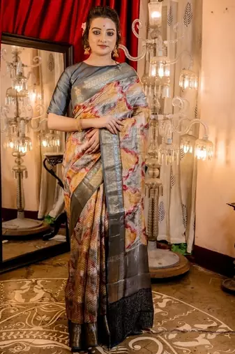multicolor woven chanderi banarasi silk blend all seasons sarees