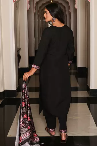 Black color viscos simmer fabric designer embroidered heavy ceremonial wear salwar kameez