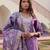 Lavender color simmer silk fabric designer embroidered heavy ceremonial wear salwar kameez