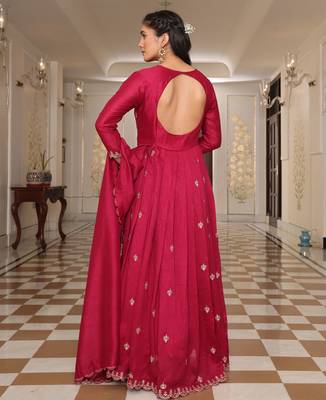 Pink color soft silk fabric designer embroidered heavy ceremonial wear salwar kameez 2
