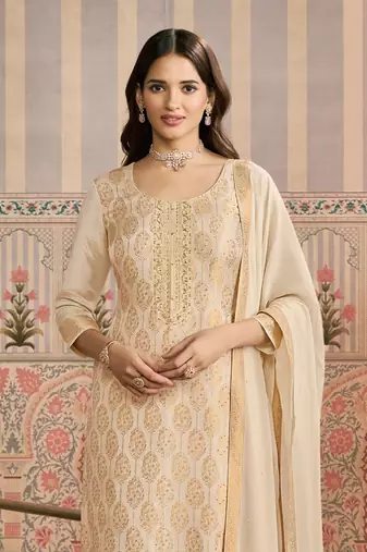 White embroidered viscose salwar suit