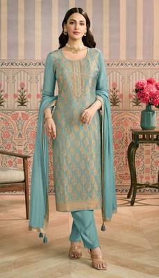 Sky embroidered viscose salwar suit 1