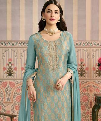 Sky embroidered viscose salwar suit 2