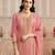 Peach embroidered viscose semi-stitched pakistani salwar suit