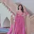 Pink gold crush fabric embroidered gown set with matching dupatta     sequins & multi thread work