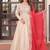Off-white jacquard gown with red dupatta
