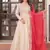 Off-white jacquard gown with red dupatta