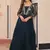 Teal green faux blooming embroidered sequins zari work gown