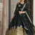 Emerald green georgette zari and sequins embroidered gown with dupatta