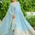 Sky blue designer dusty-tone faux georgette gown with embroidery & sequins dupatta