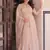 Cream star georgette beads sequins embroidery gown with dupatta