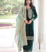 Eilara wedding special velvet with rich sequins embrodered kurti pant with fendy dupatta