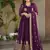 Royal purple georgette zari and sequins embroidered gown with dupatta