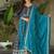 Teal faux georgette anarkali suit with zari sequins embroidery festive wear