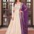 Off-white jacquard gown with purple dupatta