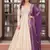 Off-white jacquard gown with purple dupatta