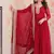 Maroon designer faux georgette gown with zari & sequins embroidery and embroidered dupatta     luxury ethnic set