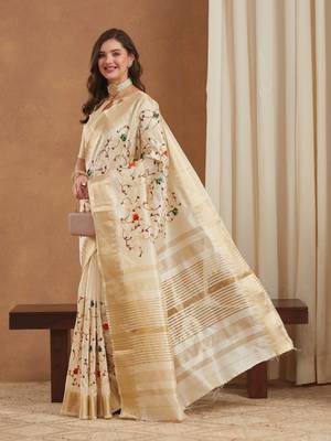 assam cotton art silk embroidered zari temple border saree with blouse. 2