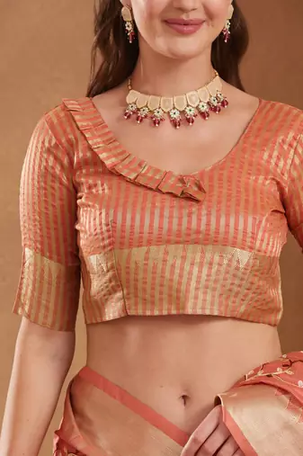 assam cotton art silk embroidered zari temple border saree with blouse.