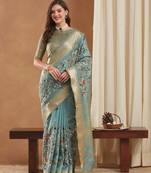 assam cotton art silk embroidered zari temple border saree with blouse.