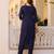 Navy Rayon Embroidery Work Straight Kurta Pant and Dupatta Set