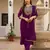  Purple Rayon Embroidery Work Straight Kurta Pant and Dupatta Set