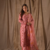  Pink Linen Slub Printed Work Straight Kurta Pant and Dupatta Set