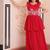 Red designer faux blooming embroidered gown with bead work & canvas patta