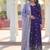 Purple star georgette embroidered gown with fancy neck & designer fendi dupatta