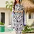 Navy Blue Silk Blend Printed Work Straight Kurta Pant and Dupatta Set