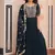 Teal faux blooming embroidered gown set with designer dupatta