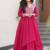 Pink star georgette beads and sequins embroidered work gown