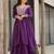 Purple star georgette beads and sequins embroidered work gown