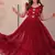 Red faux blooming embroidered work gown