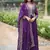 Purple faux blooming gown with sequins-multi embroidery