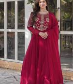 Pink premium designer readymade gown with dupatta collection