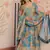 Blue russian silk floral digital print with embroidered sequins anarkali suit festive wear