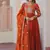 Orange embroidered chiffon anarkali set with dupatta