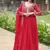 Red faux blooming gown with sequins-multi embroidery