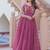 Pink crunchy silk thread embroidered koti anarkali gown festive wear