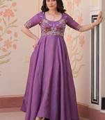 Purple gold crush embroidered gown