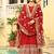 Red faux blooming embroidered zari sequins work gown with dupatta