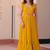 Yellow faux blooming embroidered work gown