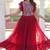 Red georgette multithread beads and sequins embroidery gown