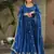 Blue chinnon sequence embroidered gown