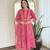 Pink  Rayon Printed Work Flared Kurta Pant and Dupatta Set
