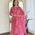 Pink  Rayon Printed Work Flared Kurta Pant and Dupatta Set